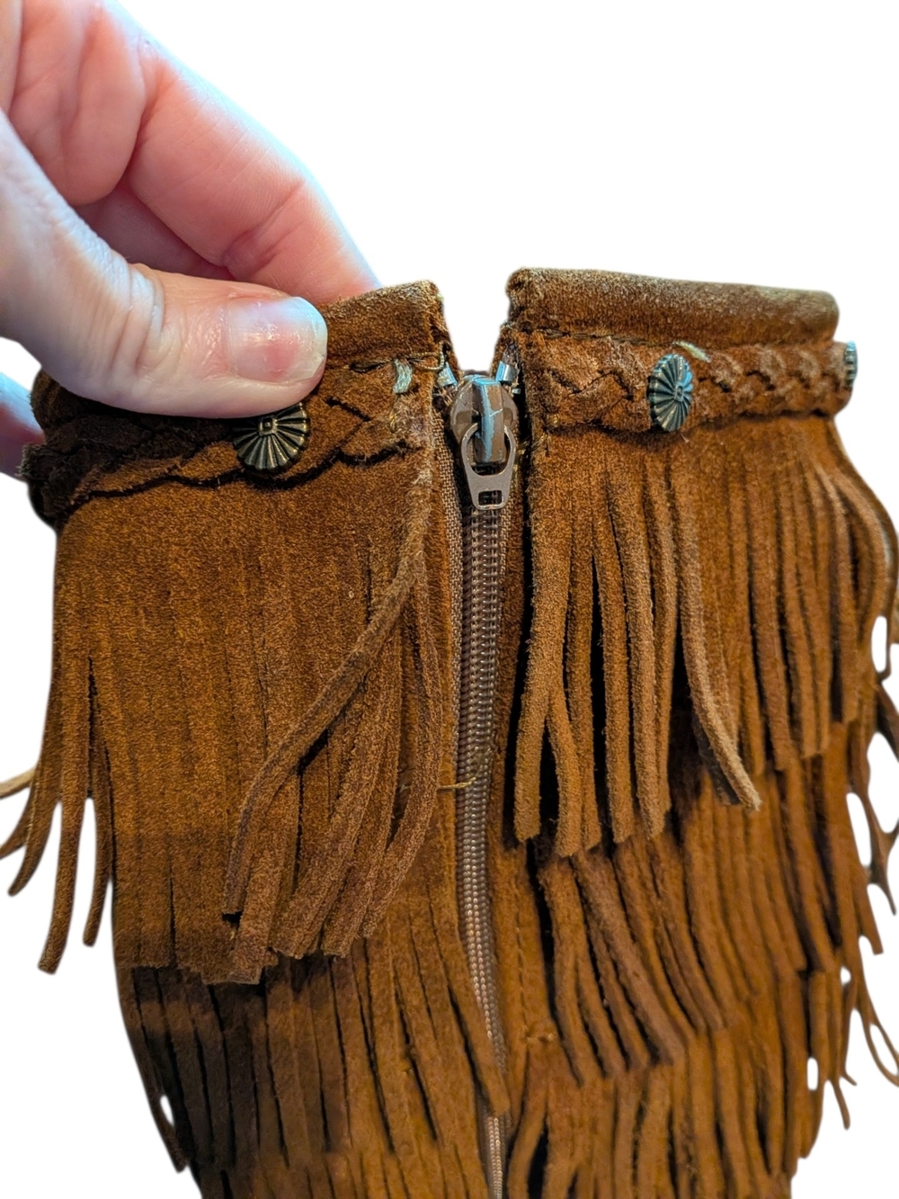 Minnetonka Chestnut Fringe Suede Knee Boots - Picture 13 of 16